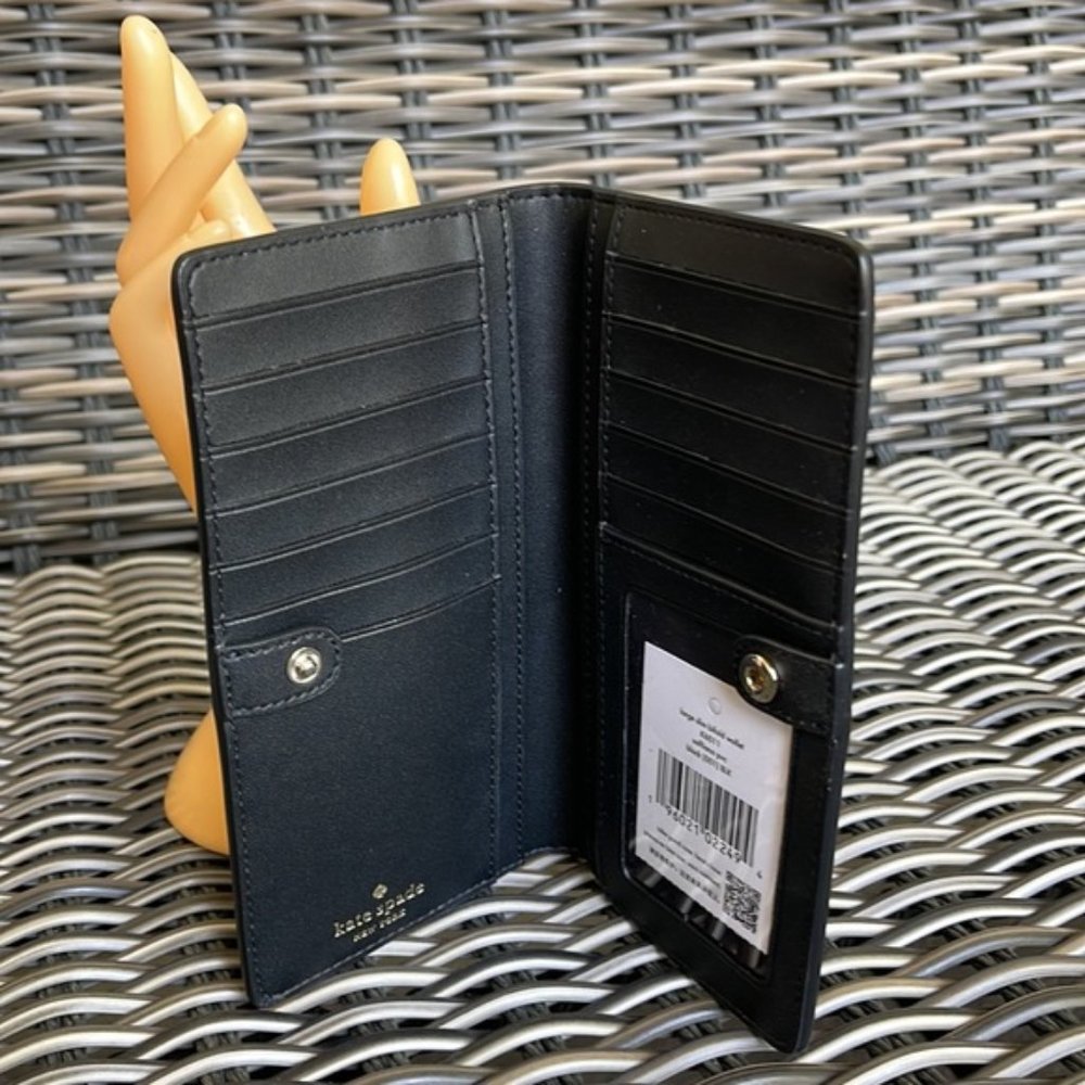 Kate Spade Staci Large Slim Bifold Wallet Black NWT - Picture 9 of 14